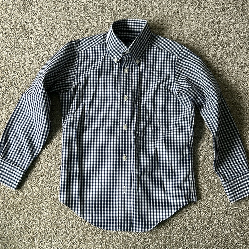 Boys blue checked Brooks brothers shirt Sz XS